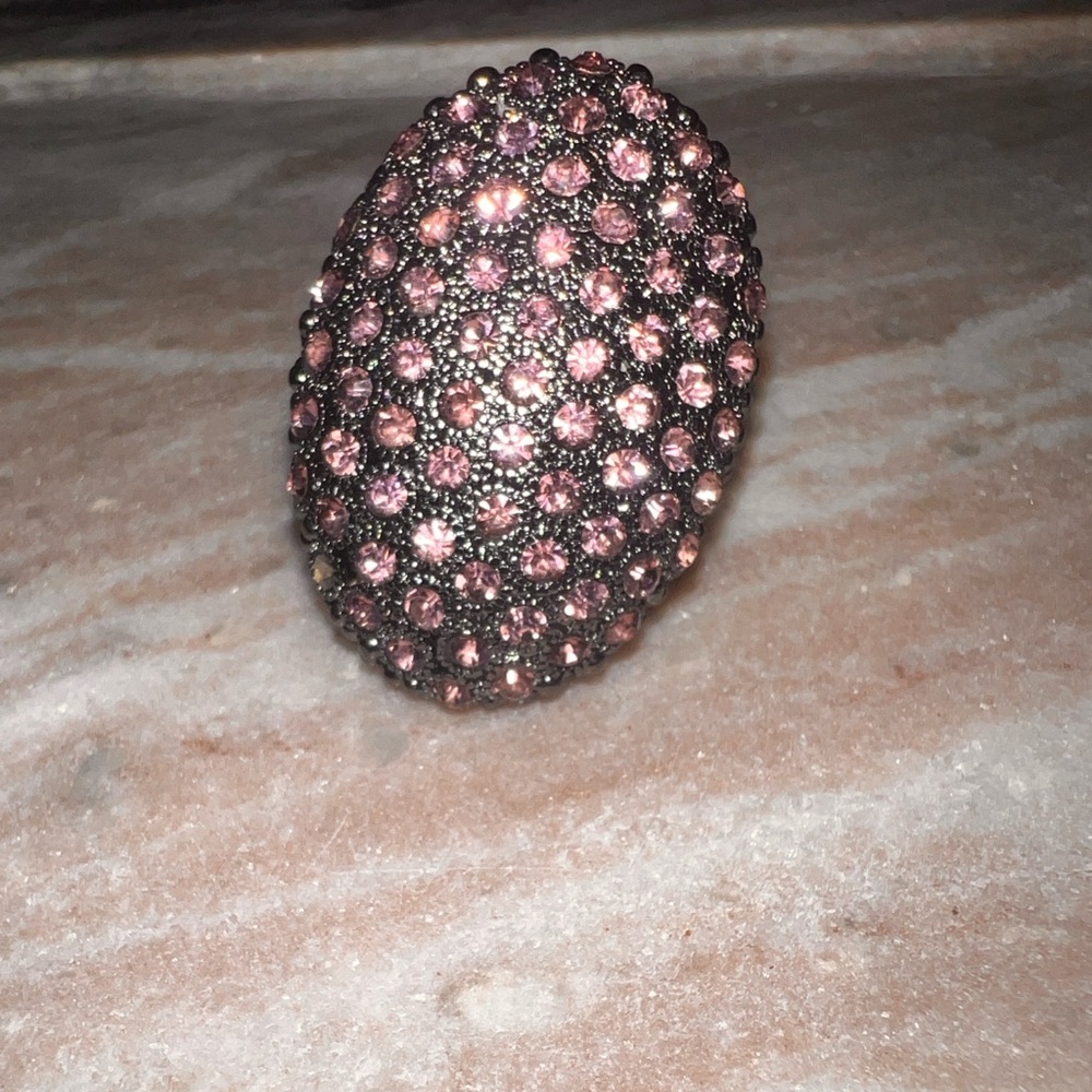 Pink Rhinestone Statement Ring
